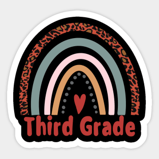 Third Grade Fun Gift Idea Leopard Rainbow Pattern Sticker